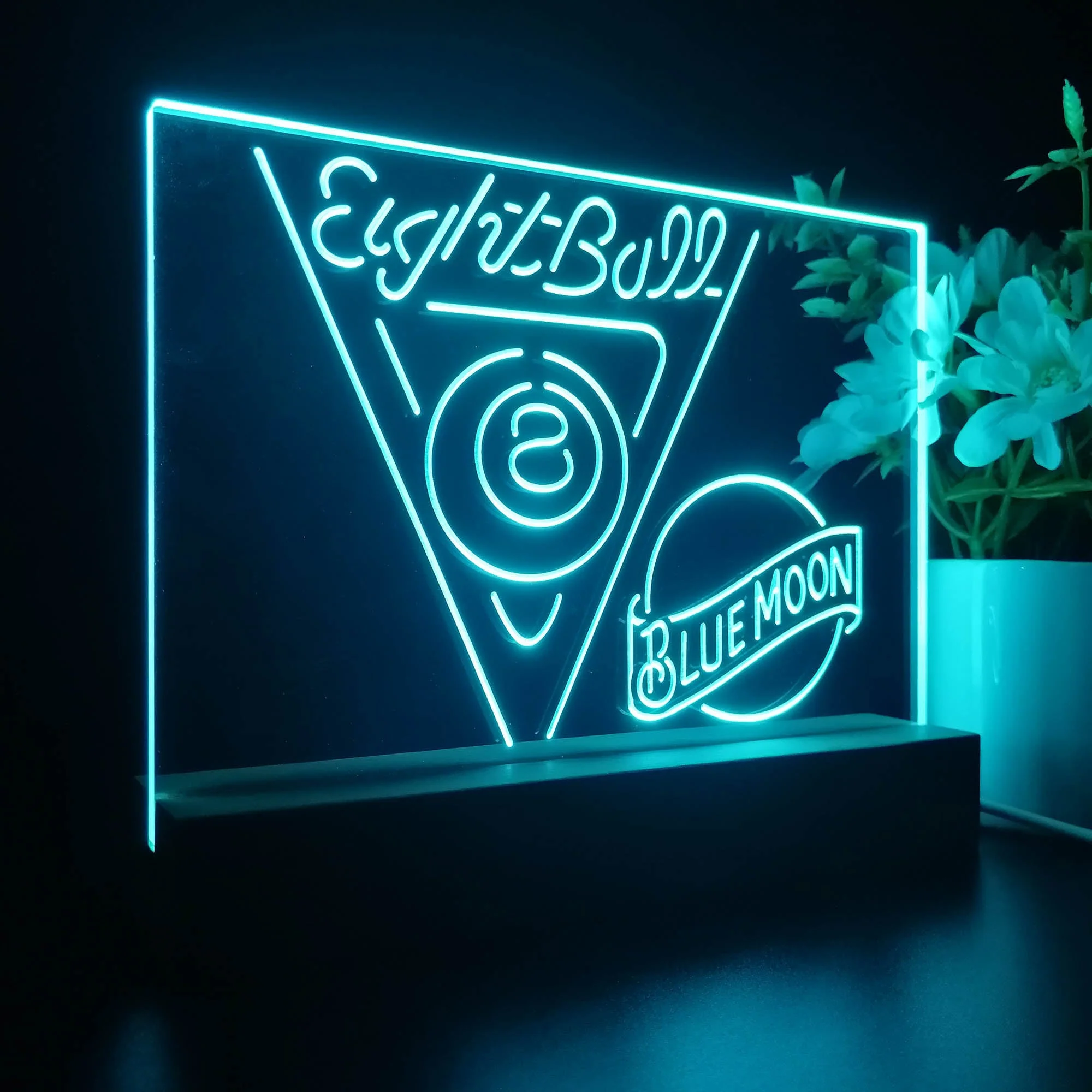 Blue Moon Eight Ball Pool Snooker Room Neon Sign Pub Bar Lamp - Image 5